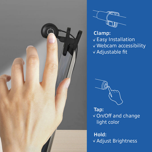 Act connectivity dimbare clip-on laptop led-lichtbalk led-bar (zwart, usb-voeding, 3000k-6500k)