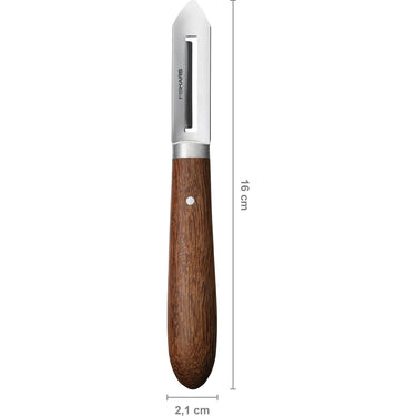 Fiskars classic schiller links 5 cm mes (houtkleur, dunschiller | fsc-gecertificeerd sucupira hout | rvs)