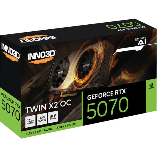 Inno3d geforce rtx 5070 twin x2 oc grafische kaart (zwart, dlss 4, 3x displayport, 1x hdmi 2.1)