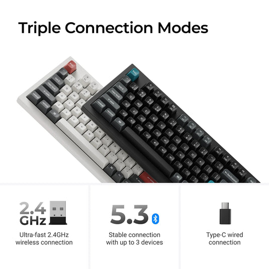 Keychron q5 ultra-m3 8k wireless custom mechanical keyboard (wit, us lay-out (qwerty), silk pom red, 96%, rgb, hot swap, 8k, 2.4 ghz | bluetooth 5.2 | usb-c)