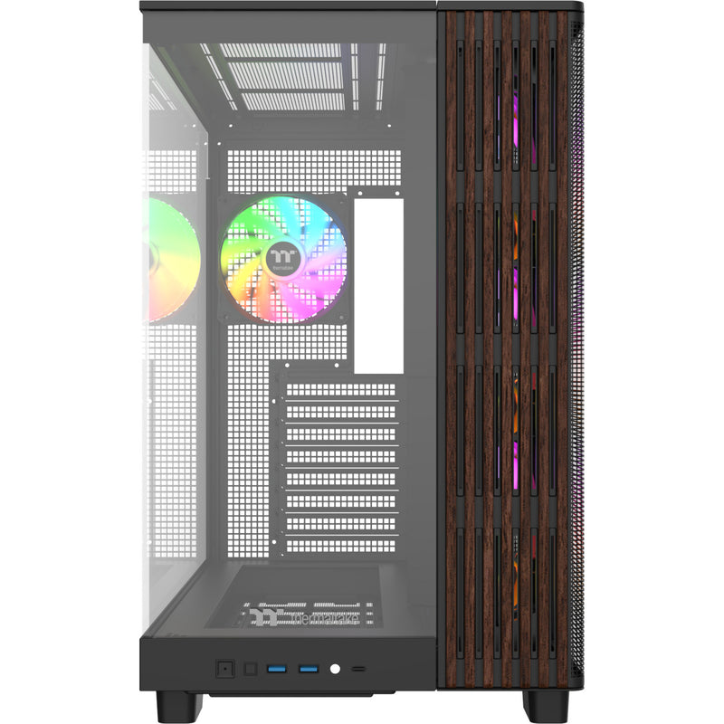 Load image into Gallery viewer, Thermaltake view 380 xl ws argb midi tower behuizing (zwart houtkleur | 2x usb-a | 1x usb-c | rgb | tempered glass)

