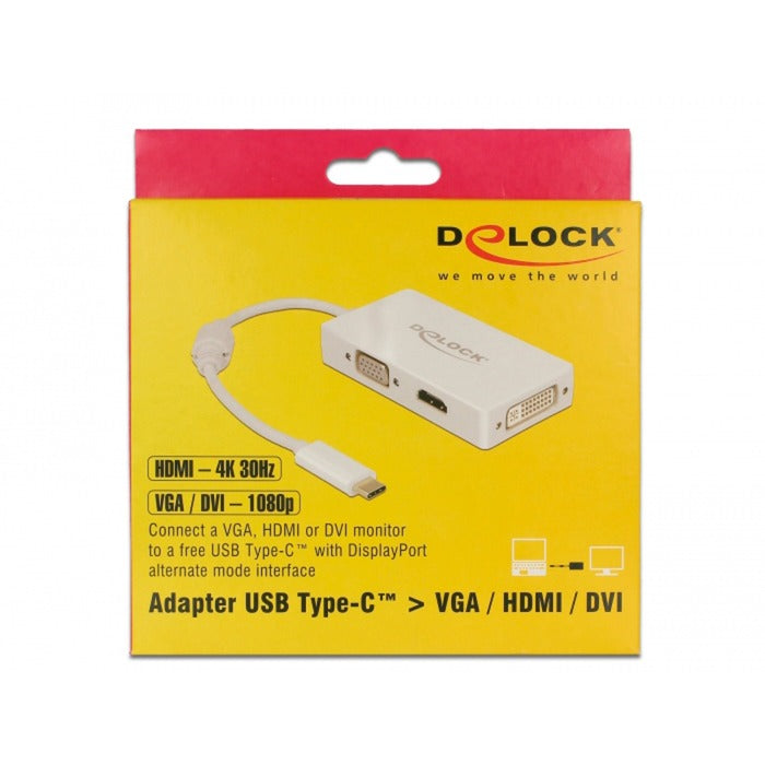 Load image into Gallery viewer, Delock usb-c > vga hdmi dvi adapter (wit, 0,13 meter)
