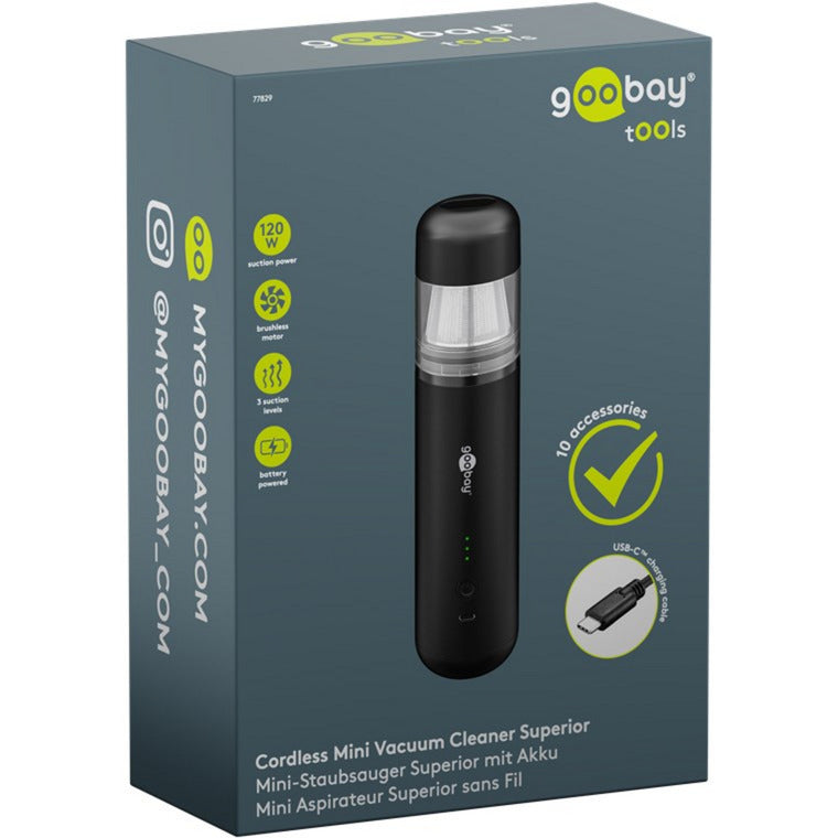 Load image into Gallery viewer, Goobay cordless mini vacuum cleaner superior handstofzuiger (zwart)
