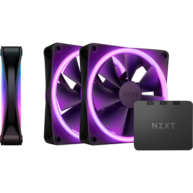 Load image into Gallery viewer, Nzxt f120 rgb duo case fans (zwart, 3 stuks, 120 x 120 x 25 mm, pwm, incl. controller)
