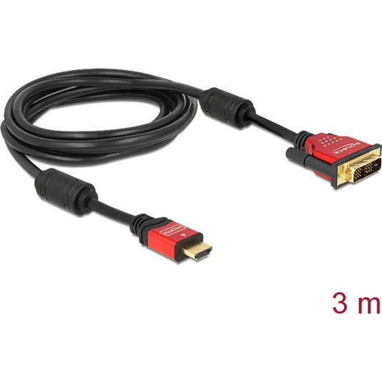 Delock high speed hdmi - hdmi a male > dvi male adapter (zwart, 3 meter)