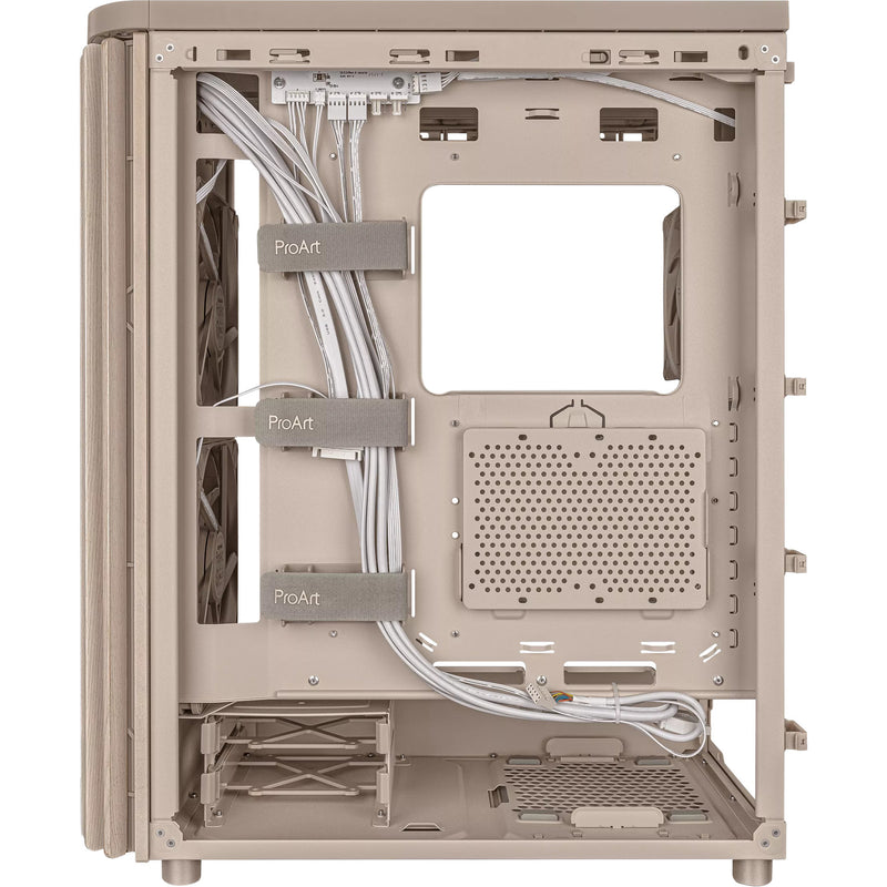 Load image into Gallery viewer, Asus proart pa401 wood edition - mesh panel midi tower behuizing (beige houtkleur | 2x usb-a | 1x usb-c)
