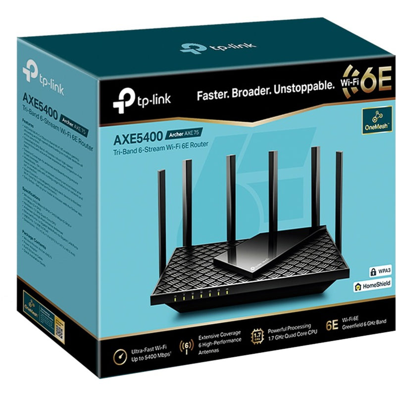 Chargez l'image dans la visionneuse de la galerie, Tp-link archer axe75 axe5400 tri-band gigabit wifi 6e-router (zwart)

