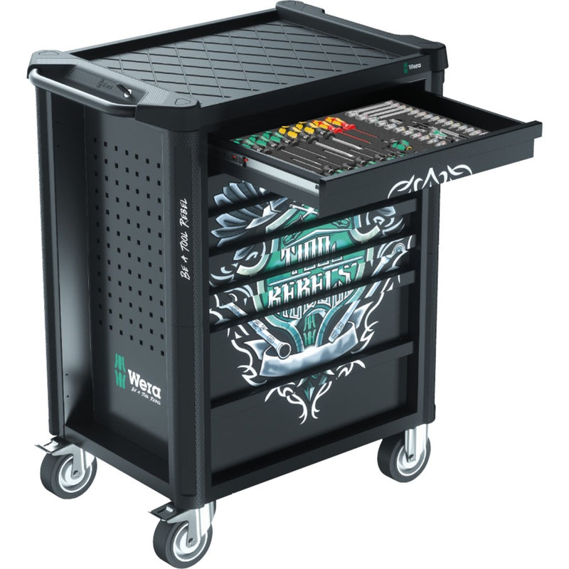 Load image into Gallery viewer, Wera 9700 tool rebel werkplaatswagen 1, 94-delig gereedschapswagen (zwart, incl. 4 schuimrubber inzetstukken met gereedschap)
