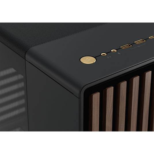 Fractal design north midi tower behuizing (zwart houtkleur | 2x usb-a | 1x usb-c | tempered glass)