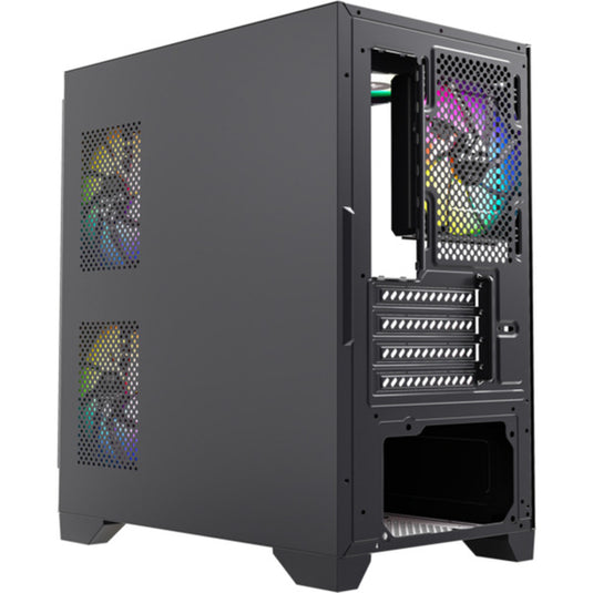 Xyz pc gear titanium view lite midi tower behuizing (zwart | 2x usb-a | tempered glass)