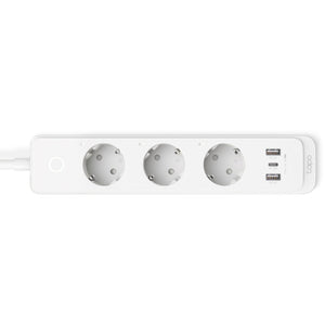 Tp-link tapo p300 smart wifi-stekkerdoos (wit, 2x usb-a, 1x usb-c, wifi, bluetooth 4.2)