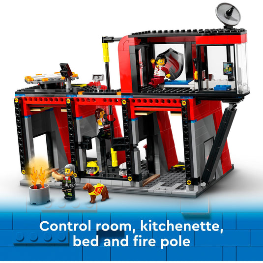 Lego city - brandweerkazerne en brandweerauto constructiespeelgoed (60414)