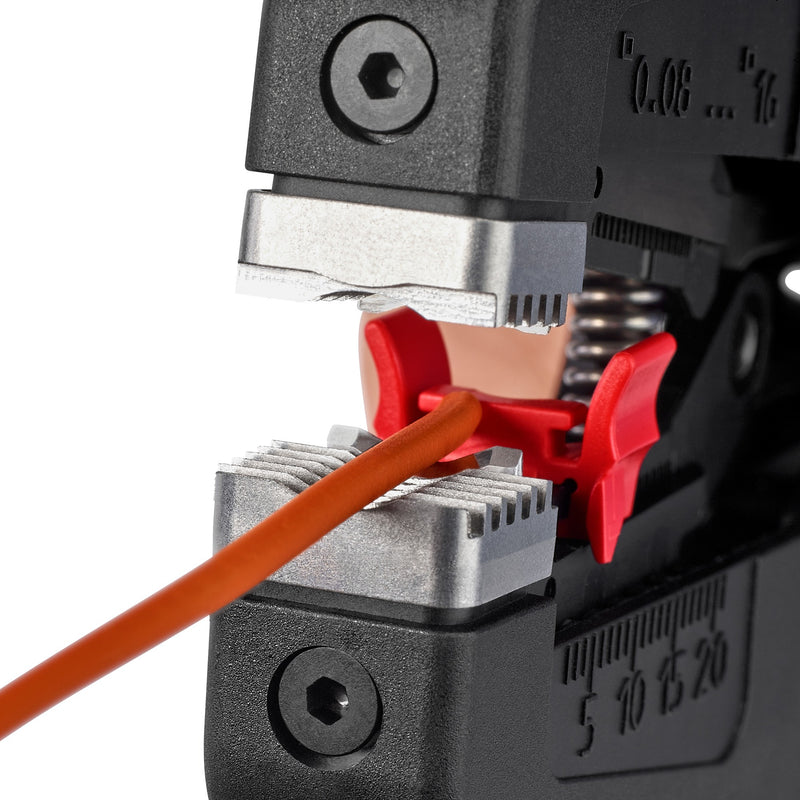 Load image into Gallery viewer, Knipex precistrip16 automatische afstriptang (zwart rood, geïntegreerde draadsnijder)
