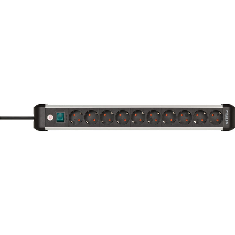 Load image into Gallery viewer, Brennenstuhl premium-alu-line stekkerdoos 10-voudig schakel stekkerdoos (zwart zilver)
