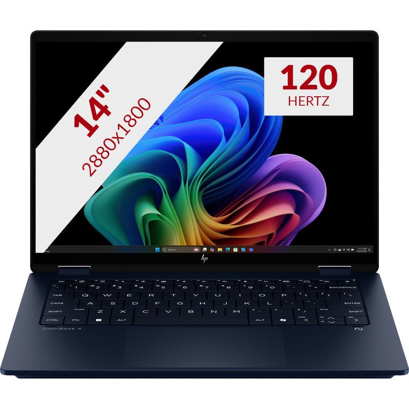 Load image into Gallery viewer, Hp omnibook x flipngai 14-fm0070nd 14 copilot+ 2-in-1 laptop (donkerblauw | core ultra 7 256v | intel arc 140v | 16 gb | 1 tb ssd | touch)
