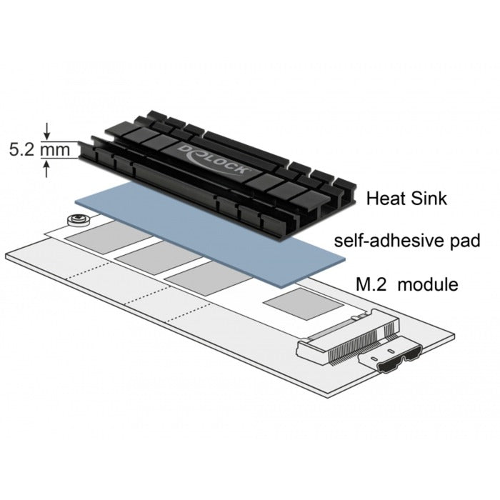 Load image into Gallery viewer, Delock heatsink flat 100 mm voor m.2 module (zwart)
