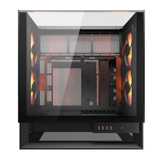 Cougar omnyx midi tower behuizing (zwart | 4x usb-a | 2x usb-c | tempered glass)