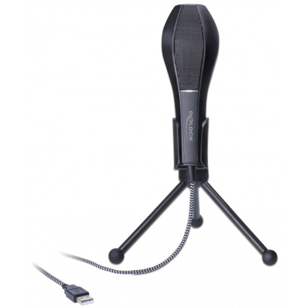 Load image into Gallery viewer, Delock usb condenser microfoon (zwart, met tafel standaard)
