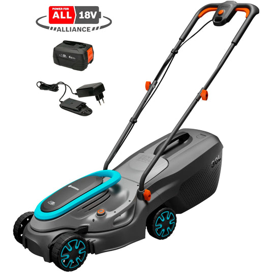 Gardena accugrasmaaier powermax 32 18v p4a set (zwart grijs, incl. li-ion accu 4,0ah, power for all alliance)