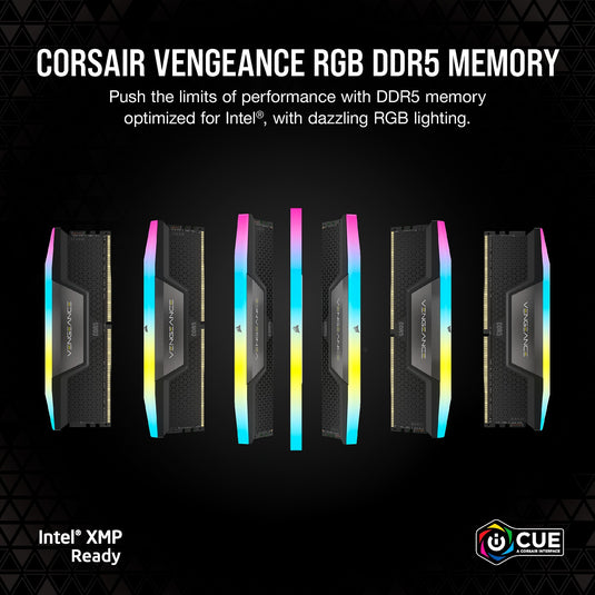 Corsair vengeance rgb 32 gb ddr5-6000 (2x 16 gb) werkgeheugen (zwart, cmh32gx5m2b6000c30, xmp 3.0)