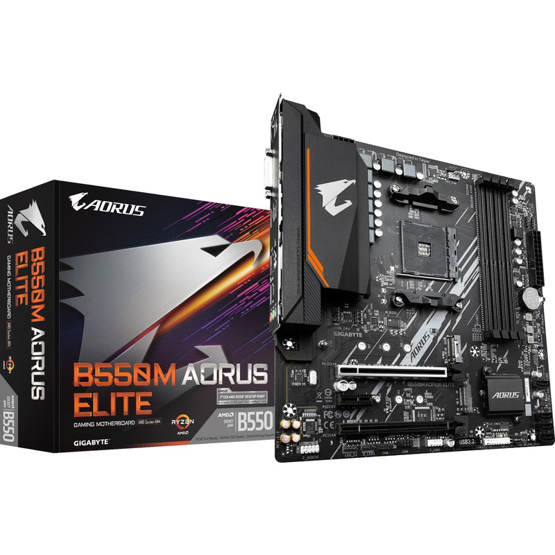 Afbeelding laden in galerijviewer, Gigabyte b550m aorus elite socket am4 moederbord (zwart grijs, raid, gb-lan, sound, µatx)
