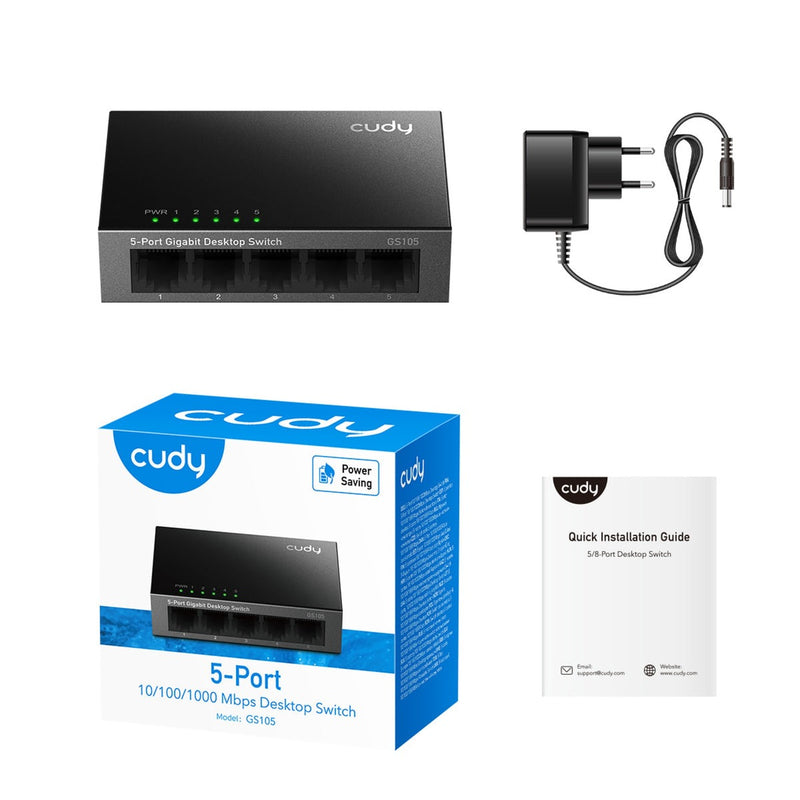 Afbeelding laden in galerijviewer, Cudy 5-port gigabit desktop metal switch (zwart)
