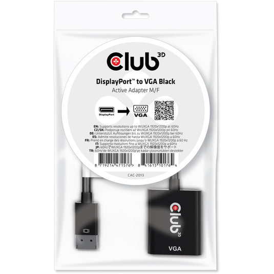 Club 3d displayport 1.1 naar vga actieve adapter (zwart)