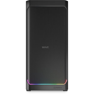 Sharkoon ak4 rgb strip midi tower behuizing (zwart | 2x usb-a | 1x usb-c | rgb)