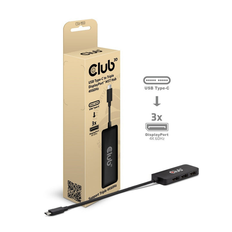 Chargez l'image dans la visionneuse de la galerie, Club 3d usb-c naar 3x displayport hub (zwart)
