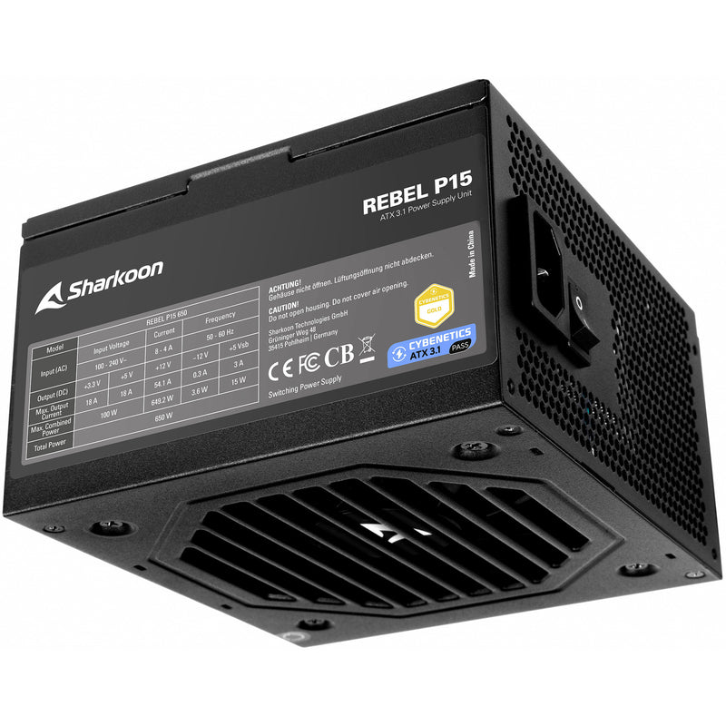 Load image into Gallery viewer, Sharkoon rebel p15 650 watt voeding (zwart, 1x 12v-2x6, 2x pcie)
