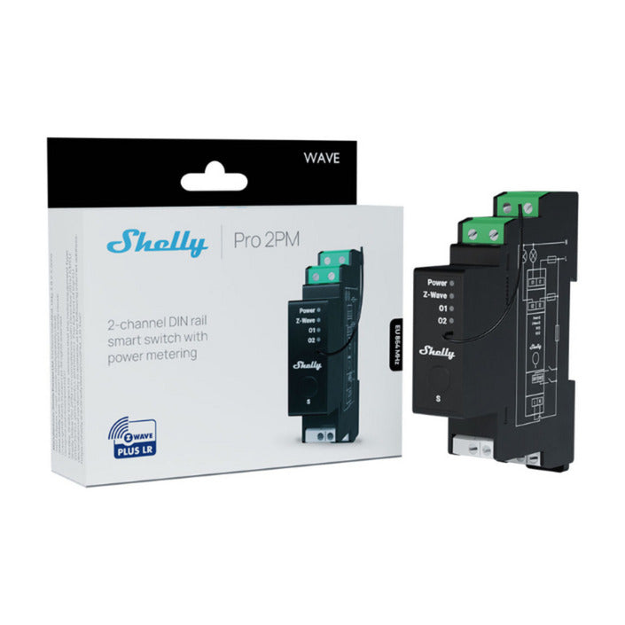 Load image into Gallery viewer, Shelly wave pro 2pm lr (eu) relais (zwart, z-wave)
