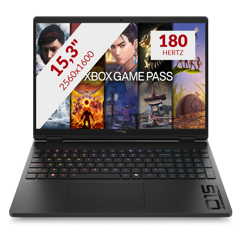 Load image into Gallery viewer, Hyperx omen 15 inch gaming laptop pc 15-ga0070nd 15.3 gaming laptop (zwart | i7-14650hx | rtx 5060 | 24 gb | 1 tb ssd | 180 hz)
