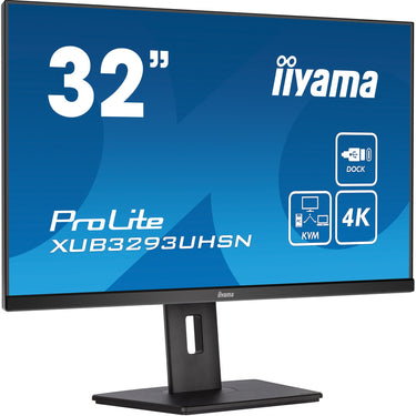 Iiyama prolite xub3293uhsn-b5 31.5 4k uhd monitor (zwart, hdmi, displayport, 2x usb-a, usb-c, rj-45)