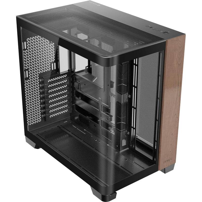 Afbeelding laden in galerijviewer, Antec c8 curve wood midi tower behuizing (zwart houtkleur | 2x usb-a | 1x usb-c | tempered glass)
