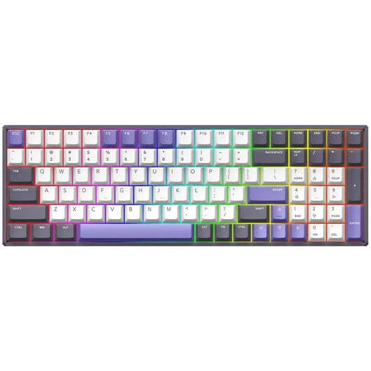Iqunix f97 lavandin wireless mechanical keyboard, gaming toetsenbord (lavendel, us lay-out, cherry mx brown, rgb leds, 96%, hot-swappable, pbt, 2.4ghz | bluetooth 5.1 | usb-c)