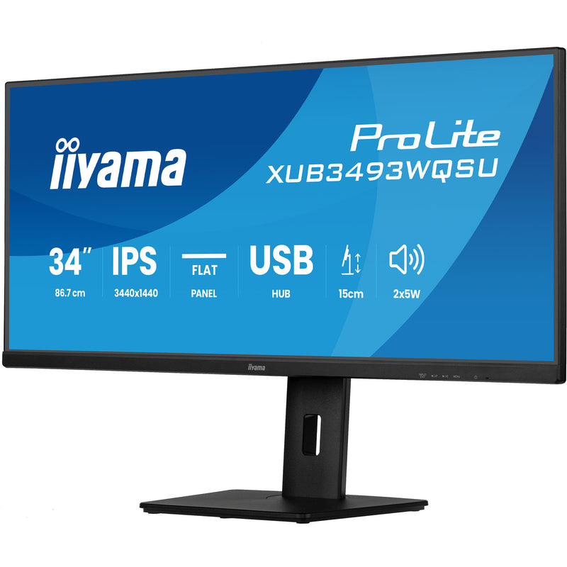 Load image into Gallery viewer, Iiyama prolite xub3493wqsu-b6 34 ultrawide monitor (zwart (mat), 2x hdmi, displayport, 2x usb-a, usb-b, 2x usb-c, 120 hz)
