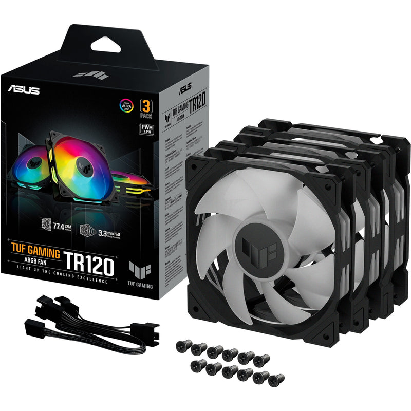 Afbeelding laden in galerijviewer, Asus tuf gaming tr120 argb case fans (zwart, 3 stuks, 120 x 120 x 25 mm)
