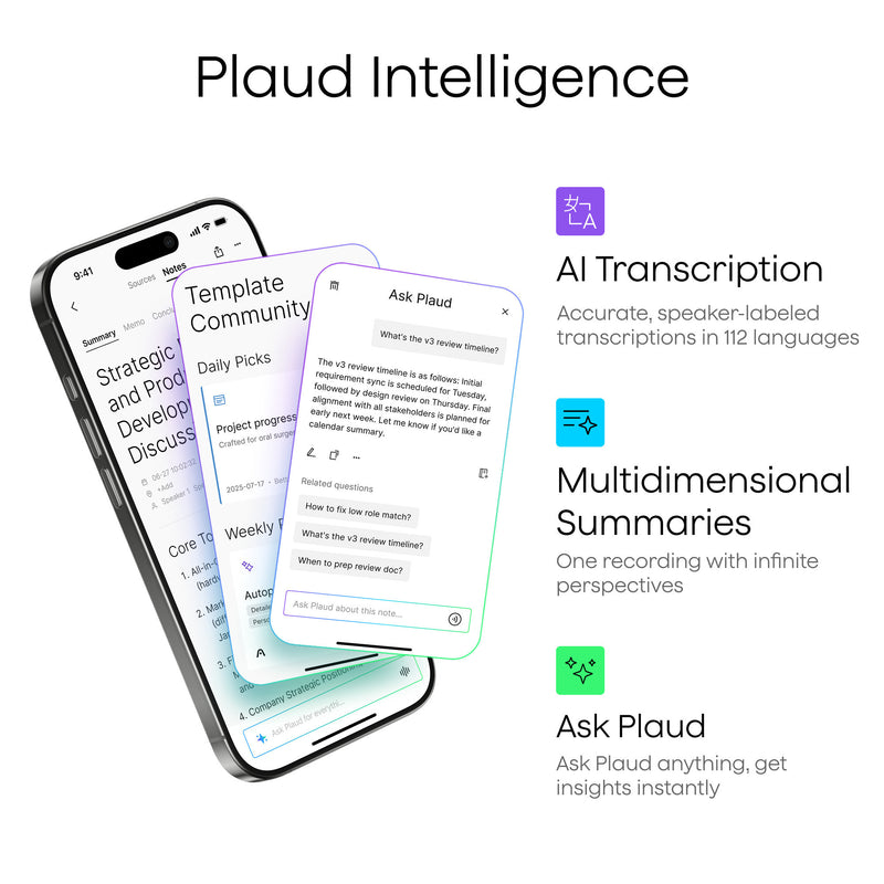 Load image into Gallery viewer, Plaud note pro dicteerapparaat (zilver, 64 gb, bluetooth (ble 5.4), dual-band wi-fi (2.4ghz 5ghz))

