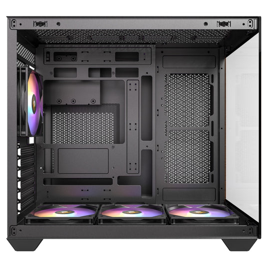 Antec cx800 wood argb midi tower behuizing (zwart houtkleur | 1x usb-a | 1x usb-c | tempered glass)