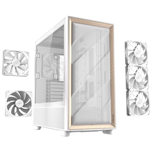 Antec flux midi tower behuizing (wit | 2x usb-a | 1x usb-c | tempered glass)