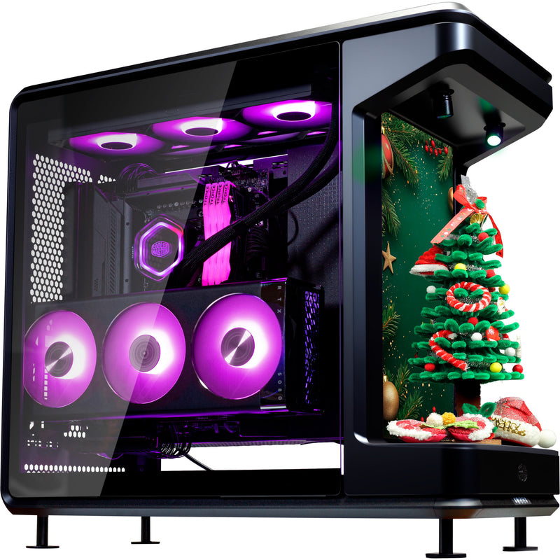 Load image into Gallery viewer, Cooler master masterframe 360 stage lcd midi tower behuizing (zwart | 2x usb-a | 1x usb-c | tempered glass)
