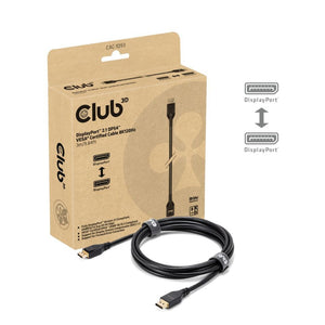 Club 3d gecertificeerde displayport 2.1 kabel (zwart, 3 meter, 8k)
