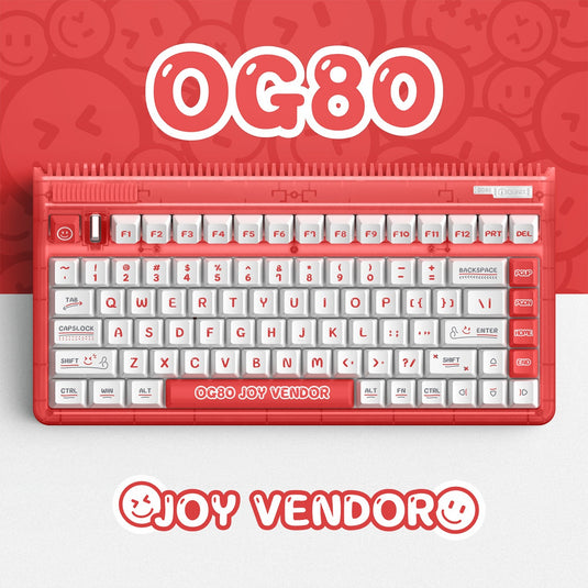 Iqunix og80 joy vendor wireless mechanical keyboard (rood, us lay-out (qwerty), cherry mx silent red, 80% (tkl) , rgb leds, hot-swappable, pbt, 2.4ghz | bluetooth 5.1 | usb-c)