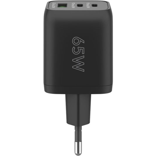 Goobay usb-c snellader nano (65 w) en usb-c textielkabel (zwart, 2x usb-c, 1x usb-a, 1 meter)