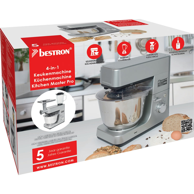 Load image into Gallery viewer, Bestron akm1600s 4-in-1 keukenmachine kitchen master pro (zilver)
