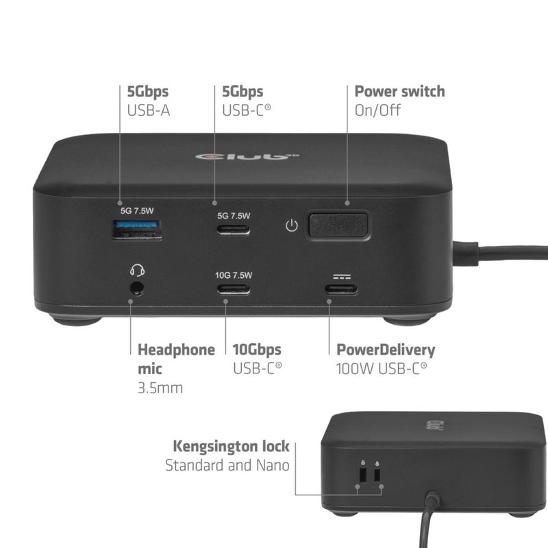 Laden Sie das Bild in Galerie -Viewer, Club 3d 12-1 usb-c® quad displaylink dockingstation (zwart)
