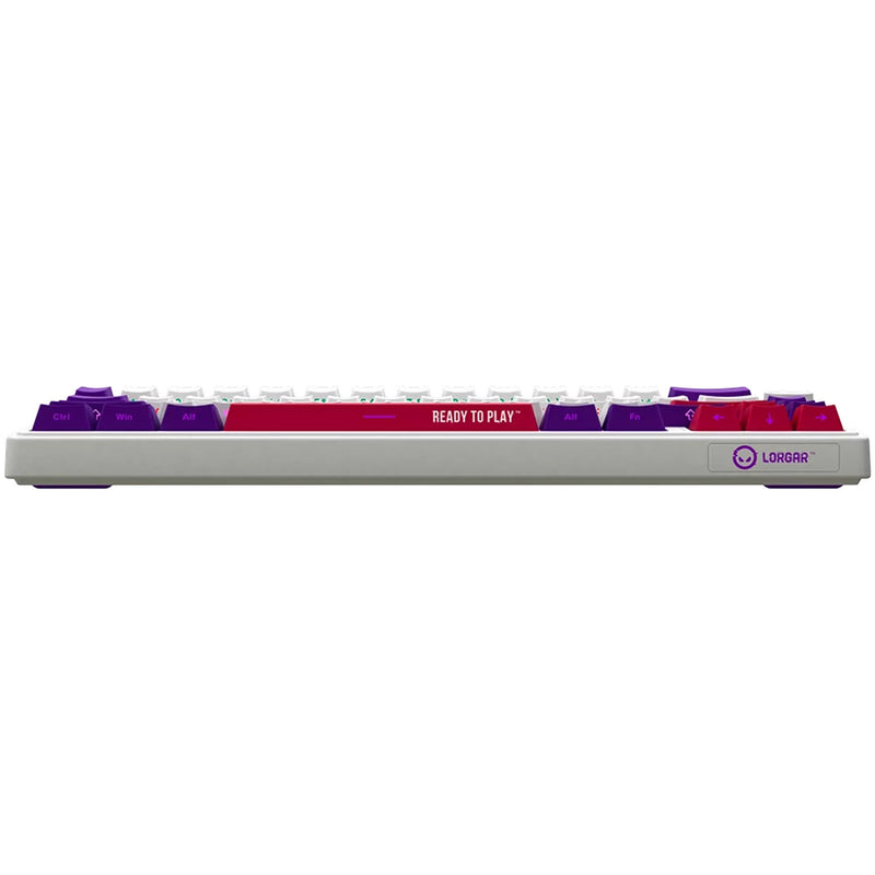 Load image into Gallery viewer, Lorgar kbp70mw rgb mechanisch gaming toetsenbord (wit, us lay-out (qwerty), logar toxic purple, 65%, rgb, hot-swappable, pbt double-shot, bluetooth | 2.4ghz | usb)
