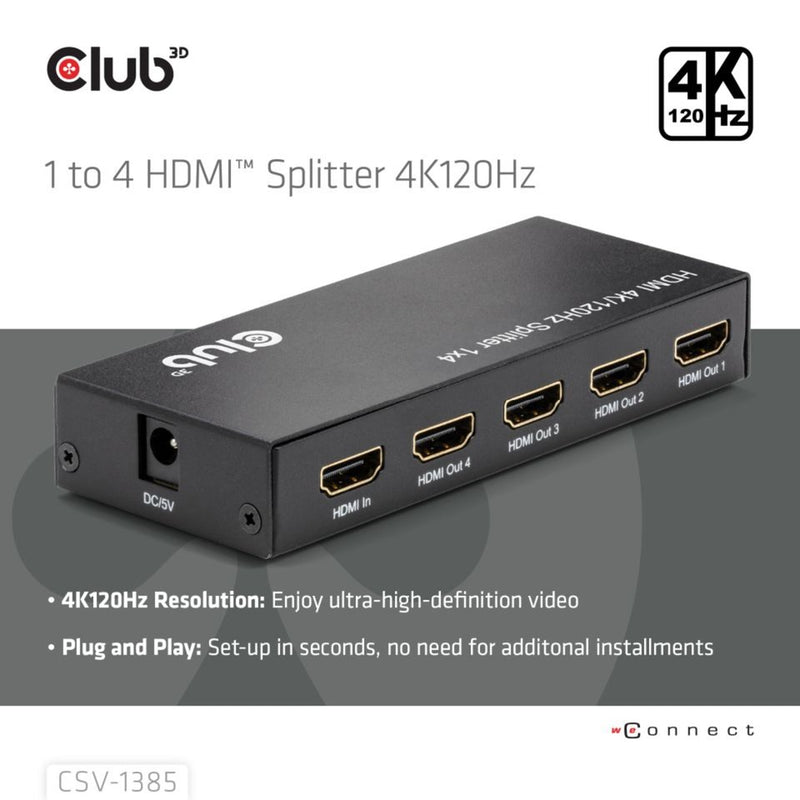 Load image into Gallery viewer, Club 3d hdmi splitter 1x > 4x hdmi 4k 120hz
