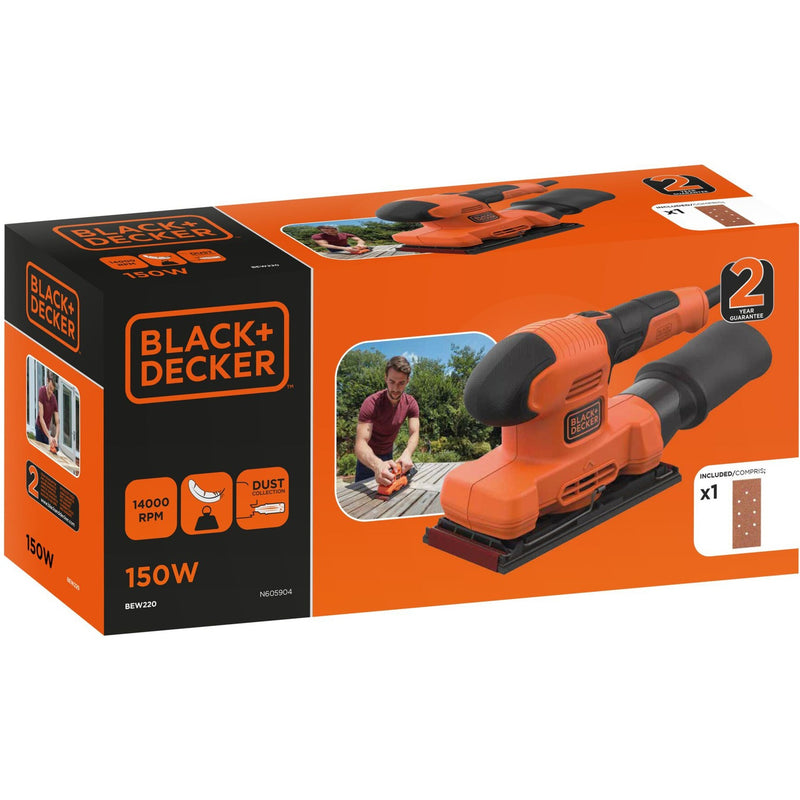 Load image into Gallery viewer, Black+decker 150w 1 3 vel vlakschuurmachine bew220-qs (oranje zwart)
