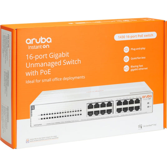 Hewlett packard enterprise instant on 1430 16g cl4 poe switch (124 watt poe, 1u)